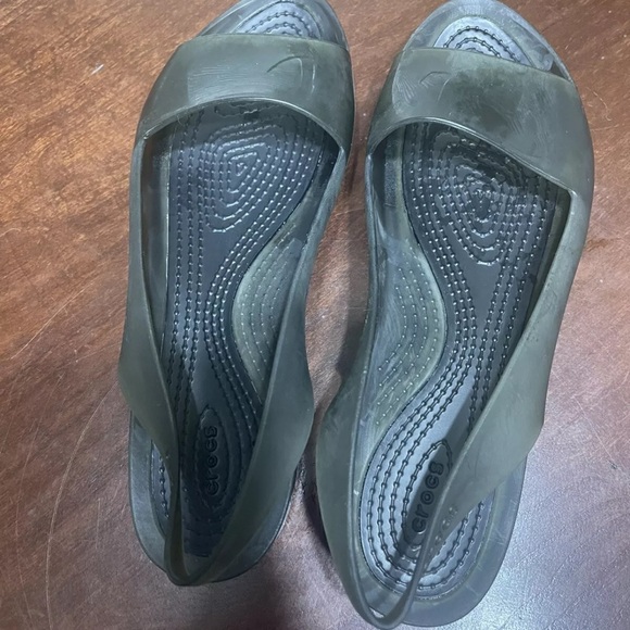 Crocs Shoes  Slingback Flats Translucent Sandals Smoke - Picture 7 of 9